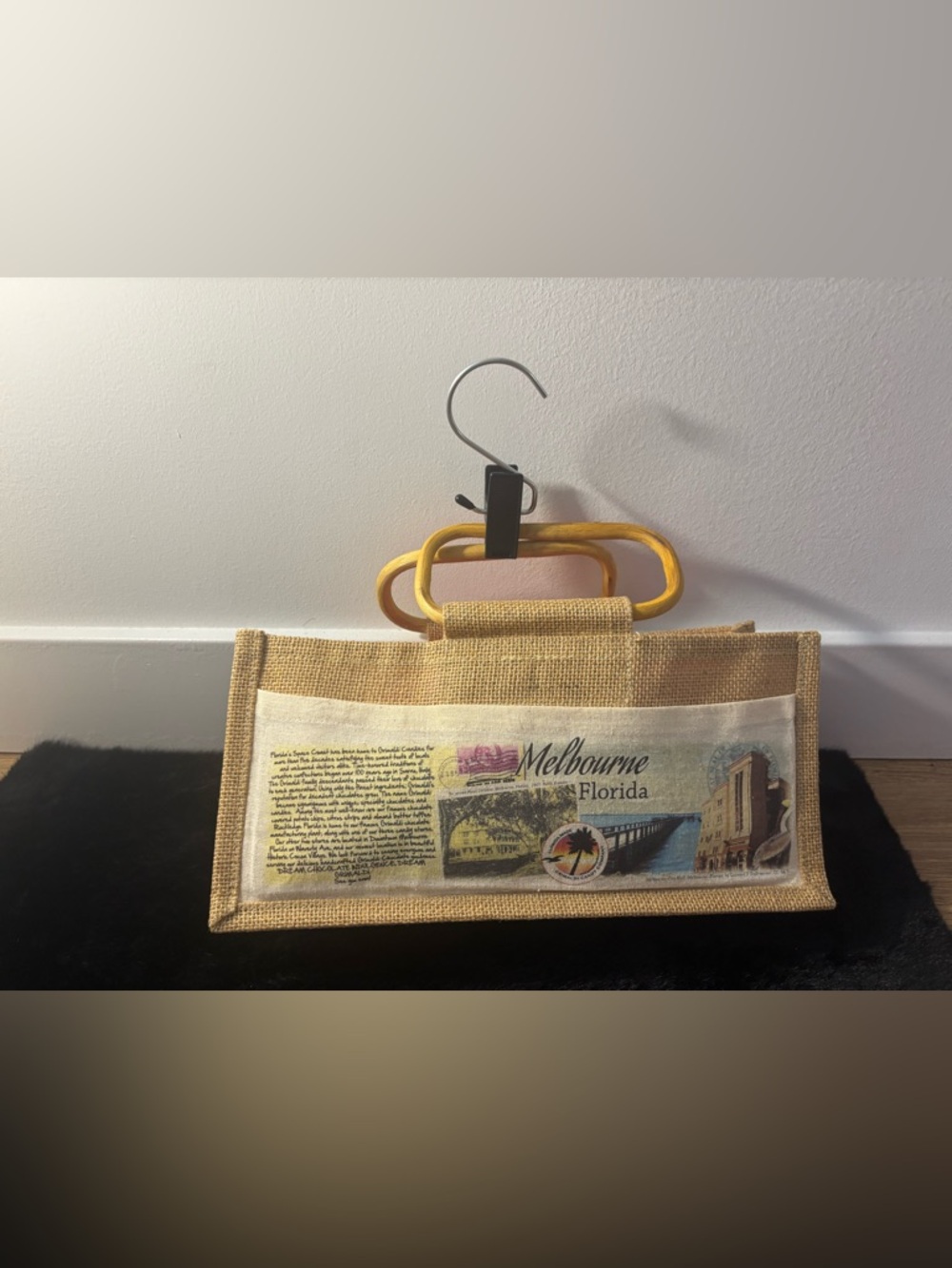 Melbourne Florida Burlap Wall Pocket - Yellow